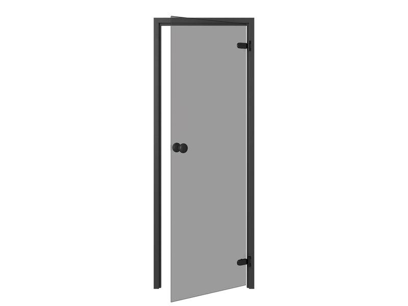 Thermory Trendline Badstudør – Svart Osp, Grått Glass 7x19